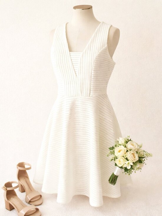 Maurices Dresses & Skirts - Maurices White Fit Flare Dress Textured V Neck Sleeveless Size 13 14